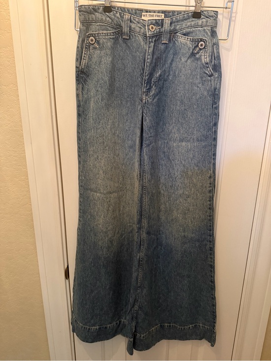 We The Free Denim - We The Free Medium Blue Denim Jeans with Contrast Stitching